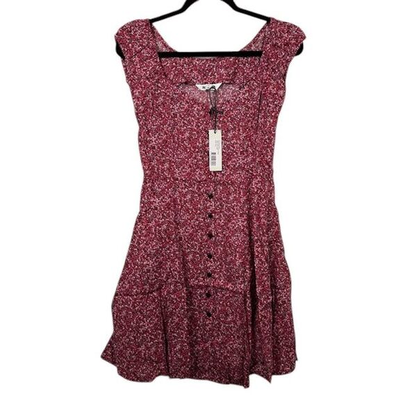 NEW! Rolla's Erin Paris Floral Dress Red Button Front Sweetheart Neck Size XS - Picture 2 of 10